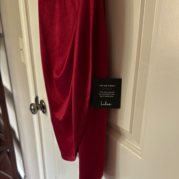 Lulu's Red Ruched Wrap Mini Dress - Picture 4 of 6